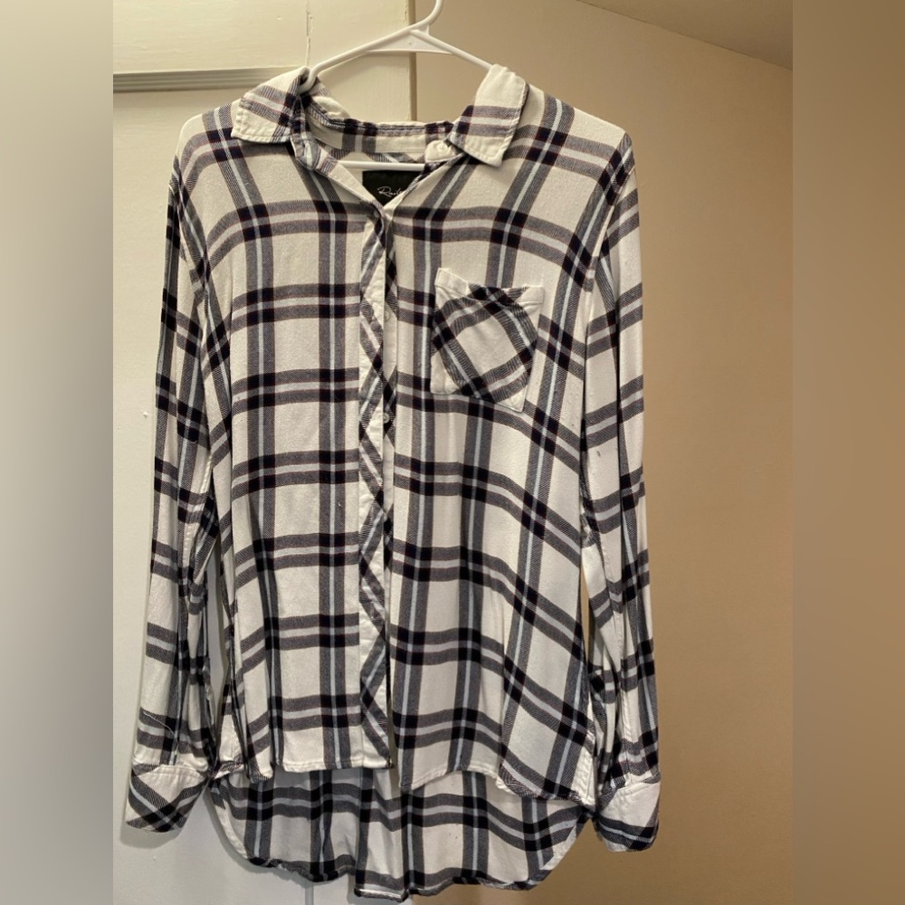 Black and White Plaid Button Down Shirt